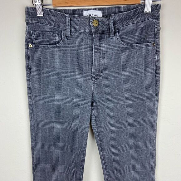 Frame Le Crop Mini Boot Jeans - Washed Gray Plaid - Picture 4 of 8